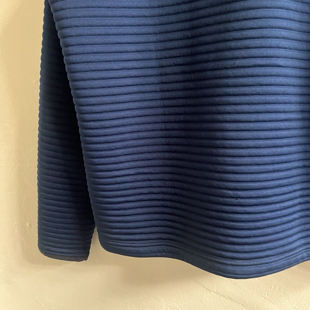 Under Armour Men’s Loose Mock Neck Sweater Size Large 3/4 Zip Ribbed Navy Logo - Picture 9 of 10